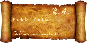 Markó Anetta névjegykártya